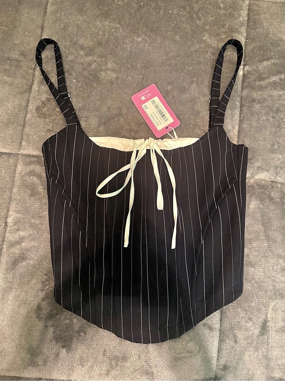 Edikted  Pinstripe Lace-Up Camisole Black & White Size XS NWT